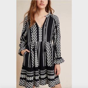 Anthropologie Maeve Dominique Black White Dress L